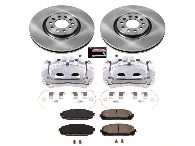 PowerStop OE Replacement Brake Rotor, Pad and Caliper Kit; Front (17-23 Jeep Cherokee KL w/ Dual Piston Front Calipers)