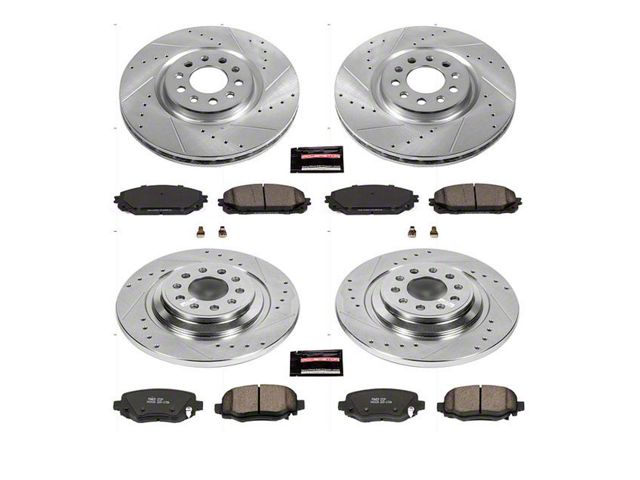 PowerStop Z23 Evolution Sport Brake Rotor and Pad Kit; Front and Rear (17-23 Jeep Cherokee KL w/ Dual Piston Front Calipers)