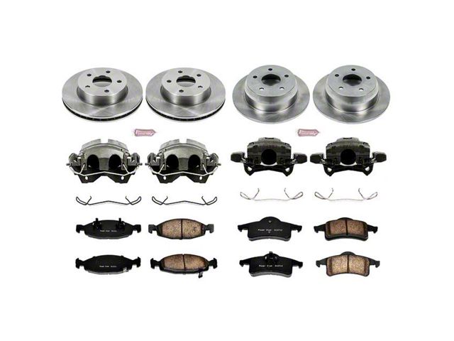 PowerStop OE Replacement Brake Rotor, Pad and Caliper Kit; Front and Rear (99-02 Jeep Grand Cherokee WJ w/ Teves Calipers)