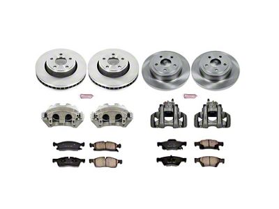 PowerStop OE Replacement Brake Rotor, Pad and Caliper Kit; Front and Rear (11-16 Jeep Grand Cherokee WK2 w/ Solid Rear Rotors, Excluding SRT & SRT8)