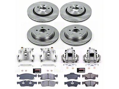 PowerStop OE Replacement Brake Rotor, Pad and Caliper Kit; Front and Rear (16-19 Jeep Grand Cherokee WK2 w/ Vented Rear Rotors, Excluding SRT & Trackhawk)