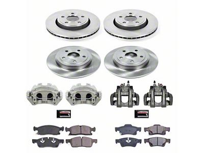 PowerStop OE Replacement Brake Rotor, Pad and Caliper Kit; Front and Rear (17-19 Jeep Grand Cherokee WK2 w/ Solid Rear Rotors, Excluding SRT & Trackhawk)