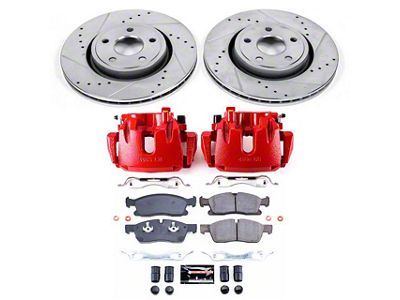 PowerStop Z23 Evolution Brake Rotor, Pad and Caliper Kit; Front (13-15 Jeep Grand Cherokee WK2 w/ Vented Rear Rotors, Excluding SRT & SRT8)