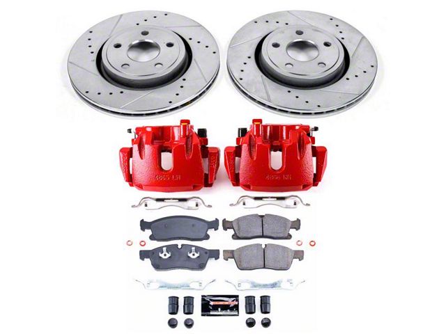 PowerStop Z23 Evolution Brake Rotor, Pad and Caliper Kit; Front (13-15 Jeep Grand Cherokee WK2 w/ Vented Rear Rotors, Excluding SRT & SRT8)