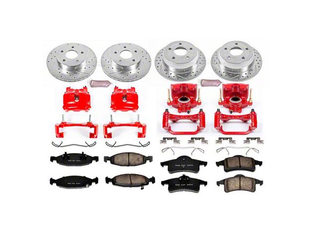 PowerStop Z23 Evolution Brake Rotor, Pad and Caliper Kit; Front and Rear (99-02 Jeep Grand Cherokee WJ w/ Teves Calipers)