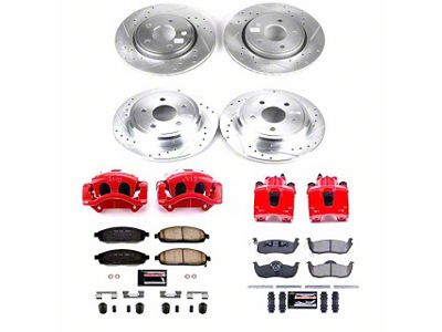 PowerStop Z23 Evolution Brake Rotor, Pad and Caliper Kit; Front and Rear (05-10 Jeep Grand Cherokee WK w/ Factory Jeep Logo Calipers, Excluding SRT8)