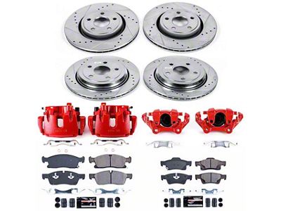 PowerStop Z23 Evolution Brake Rotor, Pad and Caliper Kit; Front and Rear (11-12 Jeep Grand Cherokee WK2 w/ Vented Rear Rotors, Excluding SRT8)