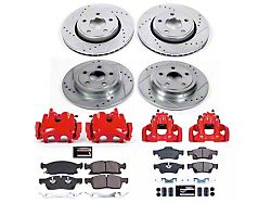 PowerStop Z23 Evolution Brake Rotor, Pad and Caliper Kit; Front and Rear (17-19 Jeep Grand Cherokee WK2 w/ Solid Rear Rotors, Excluding SRT & Trackhawk)