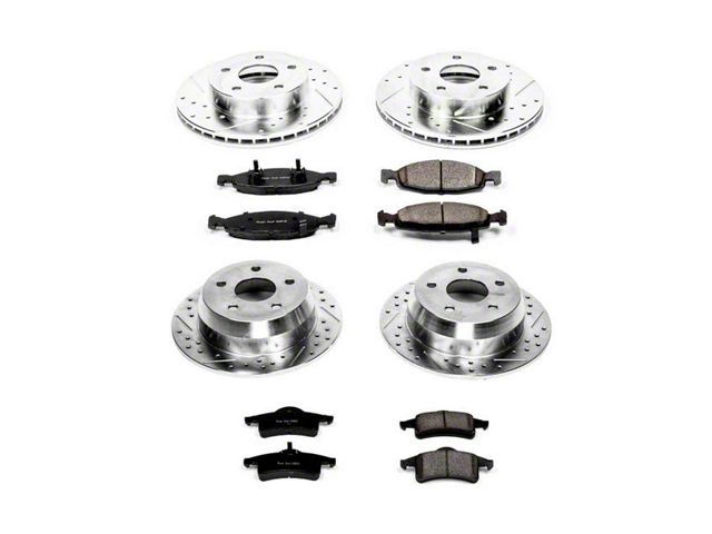PowerStop Z23 Evolution Sport Brake Rotor and Pad Kit; Front and Rear (99-02 Jeep Grand Cherokee WJ w/ Teves Calipers)