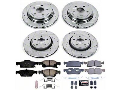 PowerStop Z23 Evolution Sport Brake Rotor and Pad Kit; Front and Rear (13-15 Jeep Grand Cherokee WK2 w/ Vented Rear Rotors, Excluding SRT & SRT8)