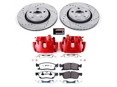 PowerStop Z36 Extreme Truck and Tow Brake Rotor, Pad and Caliper Kit; Front (11-12 Jeep Grand Cherokee WK2 w/ Vented Rear Rotors, Excluding SRT8)