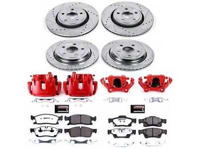 PowerStop Z36 Extreme Truck and Tow Brake Rotor, Pad and Caliper Kit; Front and Rear (11-12 Jeep Grand Cherokee WK2 w/ Vented Rear Rotors, Excluding SRT8)