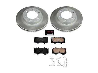 PowerStop Semi-Coated 6-Lug Brake Rotor and Pad Kit; Front (05-23 Tacoma)