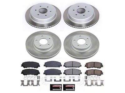 PowerStop Semi-Coated 6-Lug Brake Rotor and Pad Kit; Front and Rear (17-24 Titan)
