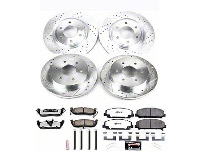 PowerStop Z36 Extreme Truck and Tow 6-Lug Brake Rotor and Pad Kit; Front and Rear (11-15 Titan)