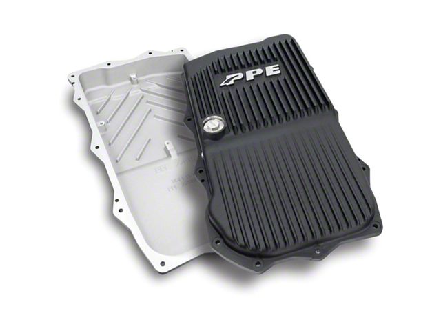 PPE Heavy-Duty Cast Aluminum Transmission Oil Pan; Black (18-24 2.0L or 3.0L EcoDiesel Jeep Wrangler JL w/ Automatic Transmission)