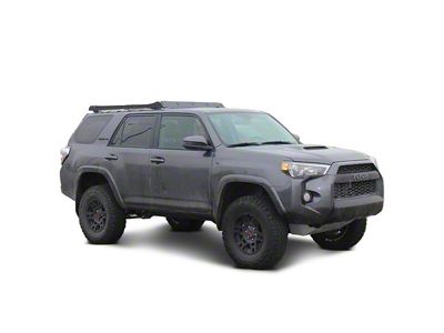 Prinsu 3/4 Roof Rack with LP4 Light Pod Cutout Wind Deflector; Bare Aluminum (10-24 4Runner)