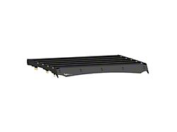 Prinsu Roof Rack with 40-Inch LED Light Bar Cutout Wind Deflector; Black (22-24 Frontier Crew Cab)