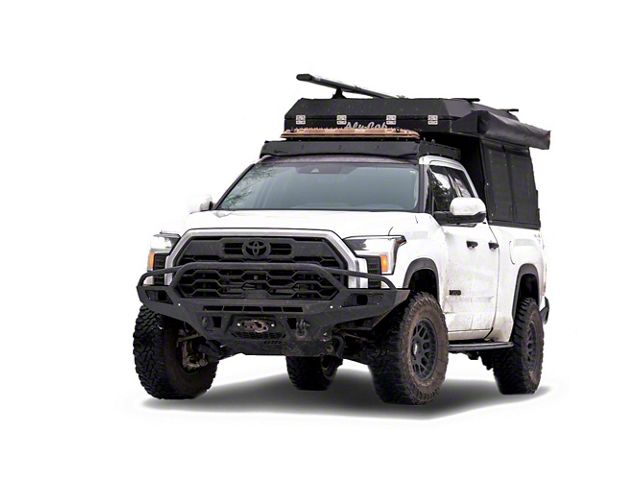 Prinsu Roof Rack with Standard Wind Deflector; Black (22-24 Tundra Double Cab)