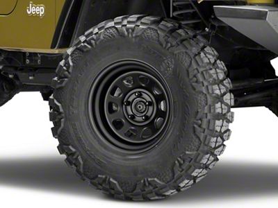 Pro Comp Wheels Steel Series 51 District Flat Black Wheel; 15x8; -19mm Offset (97-06 Jeep Wrangler TJ)