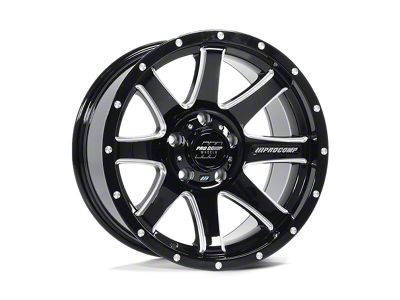 Pro Comp Wheels Patriot Gloss Black Milled Wheel; 17x9 (20-24 Jeep Gladiator JT)