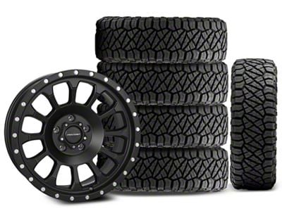 18x9 Pro Comp Wheels Rockwell & 35in NITTO All-Terrain Ridge Grappler A/T Tire Package; Set of 5 (18-25 Jeep Wrangler JL)