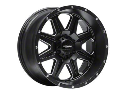 Pro Comp Wheels 63 Series Recon Satin Black Milled Wheel; 17x9; -6mm Offset (18-24 Jeep Wrangler JL)