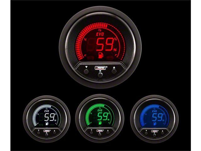 Prosport 52mm Premium EVO Series Fuel Level Gauge; Electrical; Blue/Red/Green/White (Universal; Some Adaptation May Be Required)