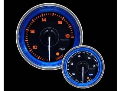 Prosport 52mm Crystal Blue Series Volt Gauge; Electrical; Amber/White with Blue Halo Ring (Universal; Some Adaptation May Be Required)