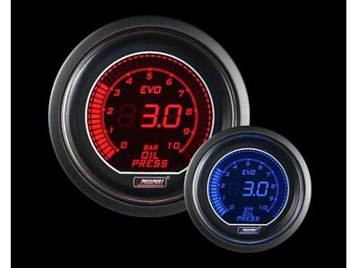 Prosport 52mm EVO Metric Series Oil Pressure Gauge; Electrical; 0-10 BAR; Blue/Red (Universal; Some Adaptation May Be Required)