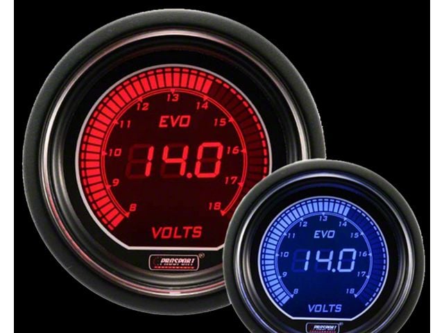 Prosport 52mm EVO Series Digital Volt Gauge; Electrical; Blue/Red (Universal; Some Adaptation May Be Required)