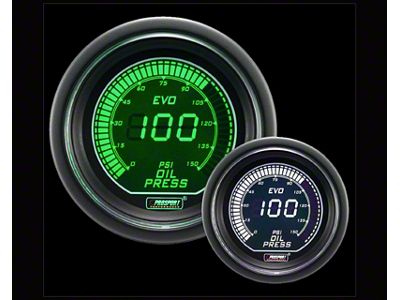 Prosport 52mm EVO Series Oil Pressure Digital Gauge; Electrical; Green/White (Universal; Some Adaptation May Be Required)