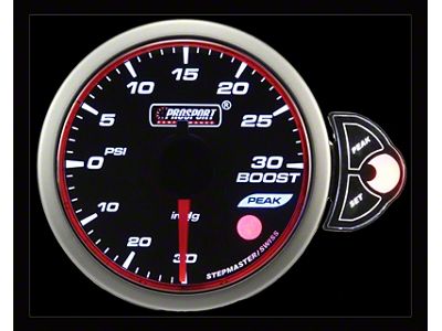 Prosport 52mm Halo Premium Series Boost Gauge; Electrical; 30 PSI; Blue/White/Amber (Universal; Some Adaptation May Be Required)