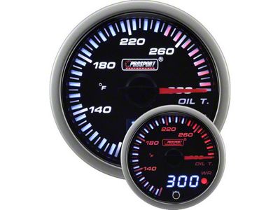 Prosport 52mm JDM Series Dual Display Oil Temperature Gauge; Electrical; Amber/White (Universal; Some Adaptation May Be Required)