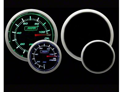 Prosport 52mm Performance Series Oil Pressure Gauge; Electrical; Green/White (Universal; Some Adaptation May Be Required)