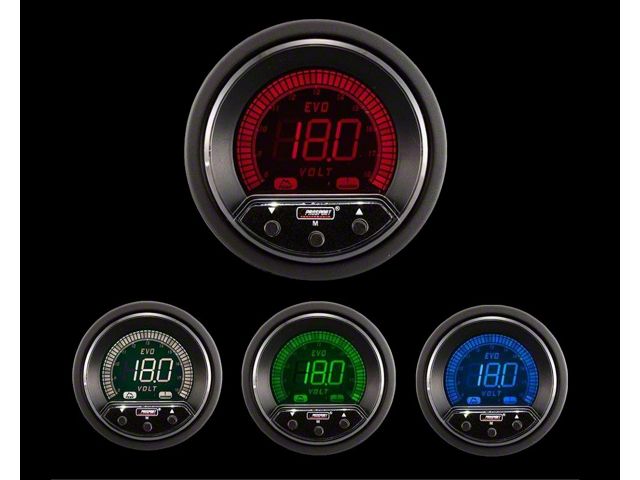 Prosport 52mm Premium EVO Series Volt Gauge; Blue/Red/Green/White (Universal; Some Adaptation May Be Required)