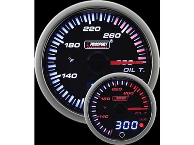 Prosport 60mm JDM Series Dual Display Oil Temperature Gauge; Electrical; Amber/White (Universal; Some Adaptation May Be Required)