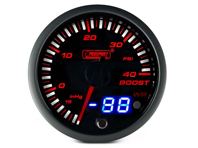 Prosport 60mm JDM Series Dual Display Boost Gauge; Electrical; Amber/White (Universal; Some Adaptation May Be Required)