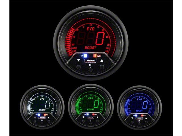 Prosport 60mm Premium EVO Series Boost Gauge; Electrical; 35 PSI; Blue/Red/Green/White (Universal; Some Adaptation May Be Required)