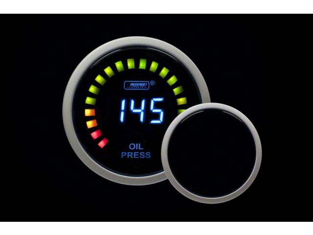 Prosport 52mm Digital Oil Pressure Gauge; Electrical; Blue (Universal; Some Adaptation May Be Required)