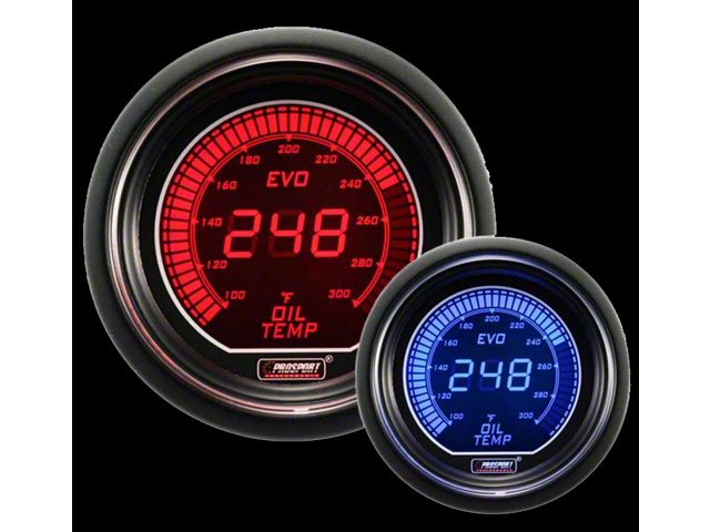 Prosport 52mm EVO Series Oil Temperature Gauge; Electrical; Blue/Red (Universal; Some Adaptation May Be Required)