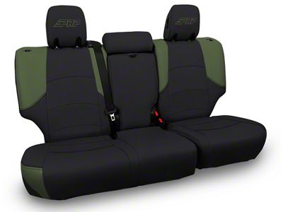 PRP Rear Bench Seat Cover; Black and Olive Green Vinyl (10-24 4Runner)
