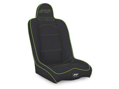 PRP Daily Driver High Back Suspension Seat; Black and Green Vinyl (Universal; Some Adaptation May Be Required)