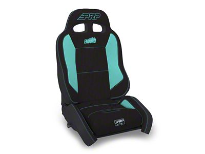 PRP EnduroCrawl Reclining Suspension Seat; Driver Side; Black and Teal Tweed (Universal; Some Adaptation May Be Required)