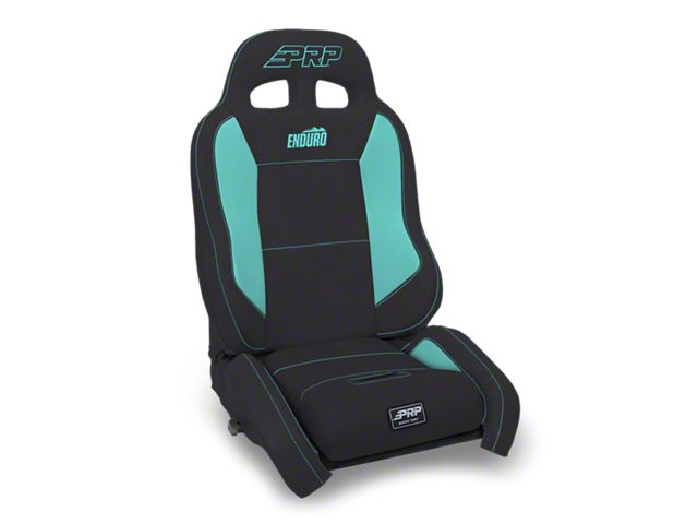 PRP EnduroCrawl Reclining Suspension Seat; Driver Side; Black and Teal Vinyl (Universal; Some Adaptation May Be Required)