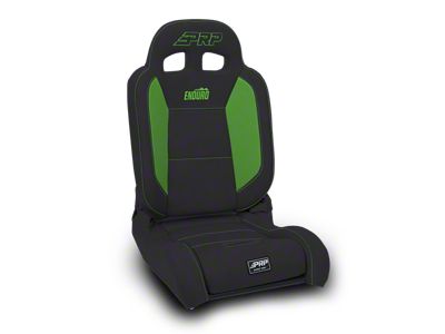 PRP EnduroDaily Reclining Suspension Seat; Passenger Side; Black and Green Vinyl (Universal; Some Adaptation May Be Required)