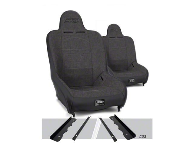 PRP Premier High Back Suspension Seat and Mount Kit; Gray Tweed and Vinyl (95-01 Jeep Cherokee XJ)
