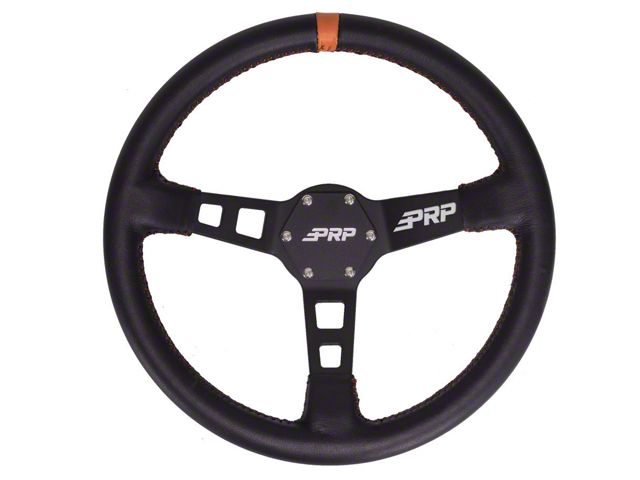 PRP Deep Dish Leather Steering Wheel; Orange (Universal; Some Adaptation May Be Required)