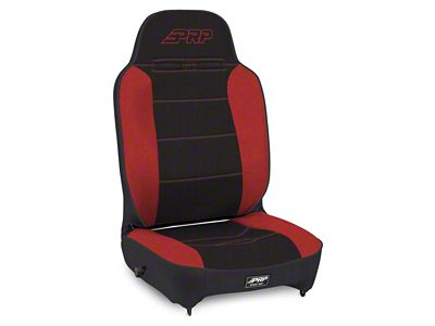 PRP Enduro High Back Reclining Suspension Seat; Driver Side; Black/Red (Universal; Some Adaptation May Be Required)