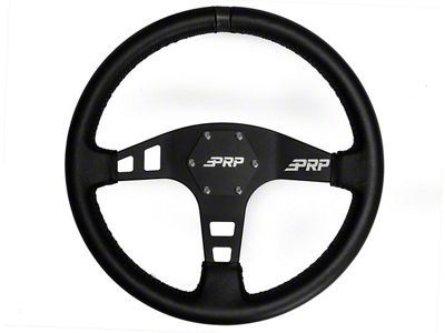 PRP Flat Leather Steering Wheel; Black (Universal; Some Adaptation May Be Required)